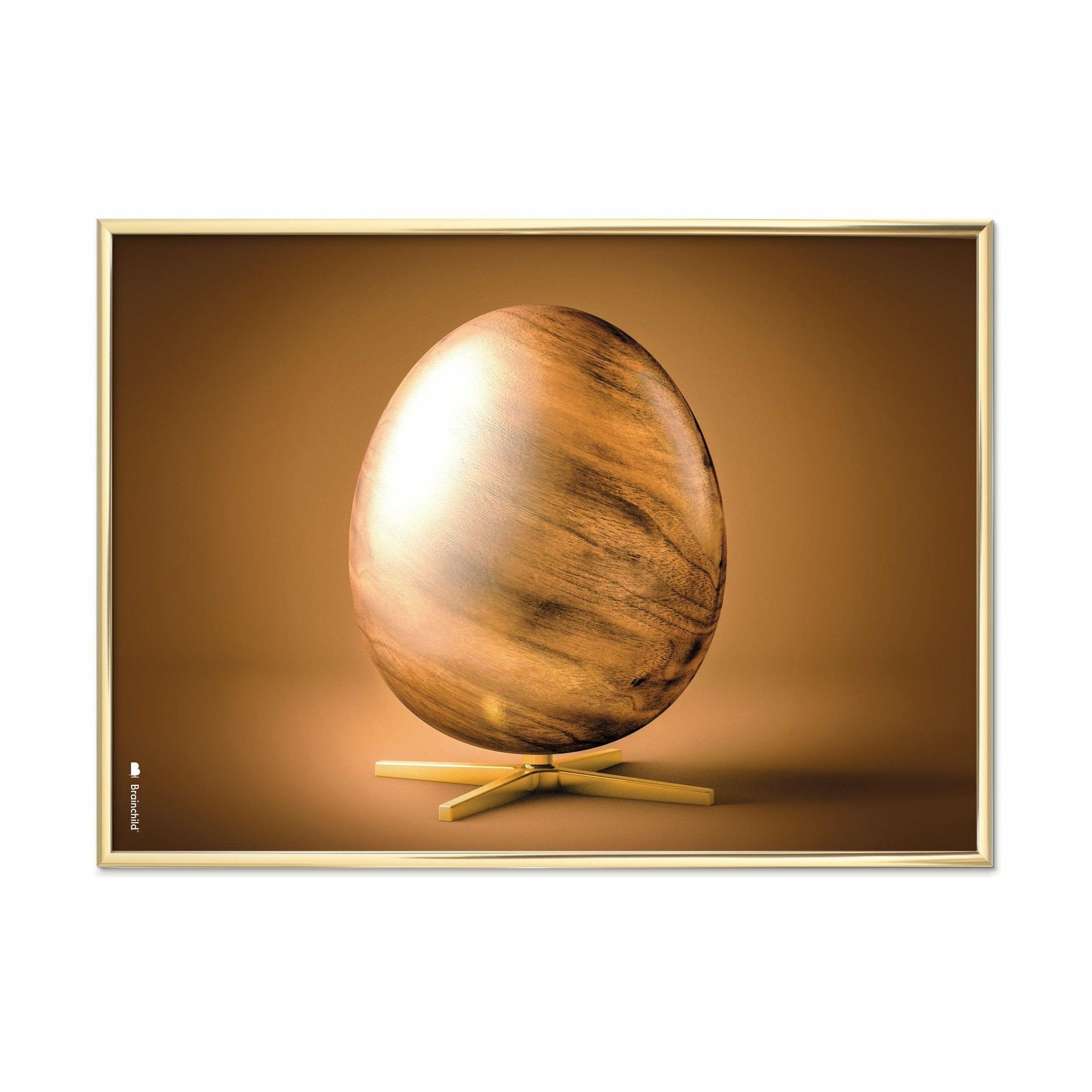 Brainchild Egg Cross Format Poster, Brass Coloured Frame 70 X100 Cm, Brown
