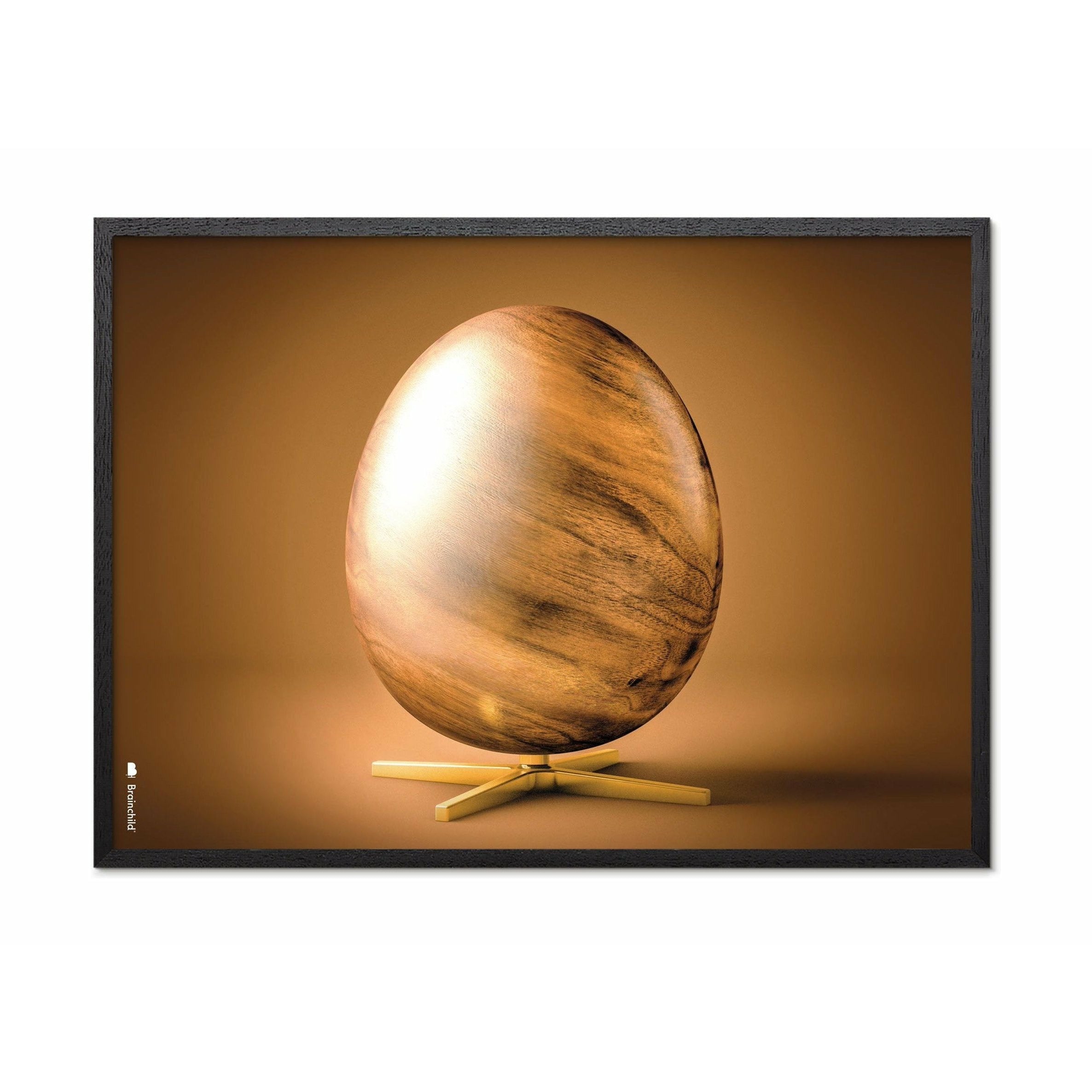 Plakát křížového formátu vajec z mozku, rám v černém lakovaném dřevu 30x40 cm, hnědá