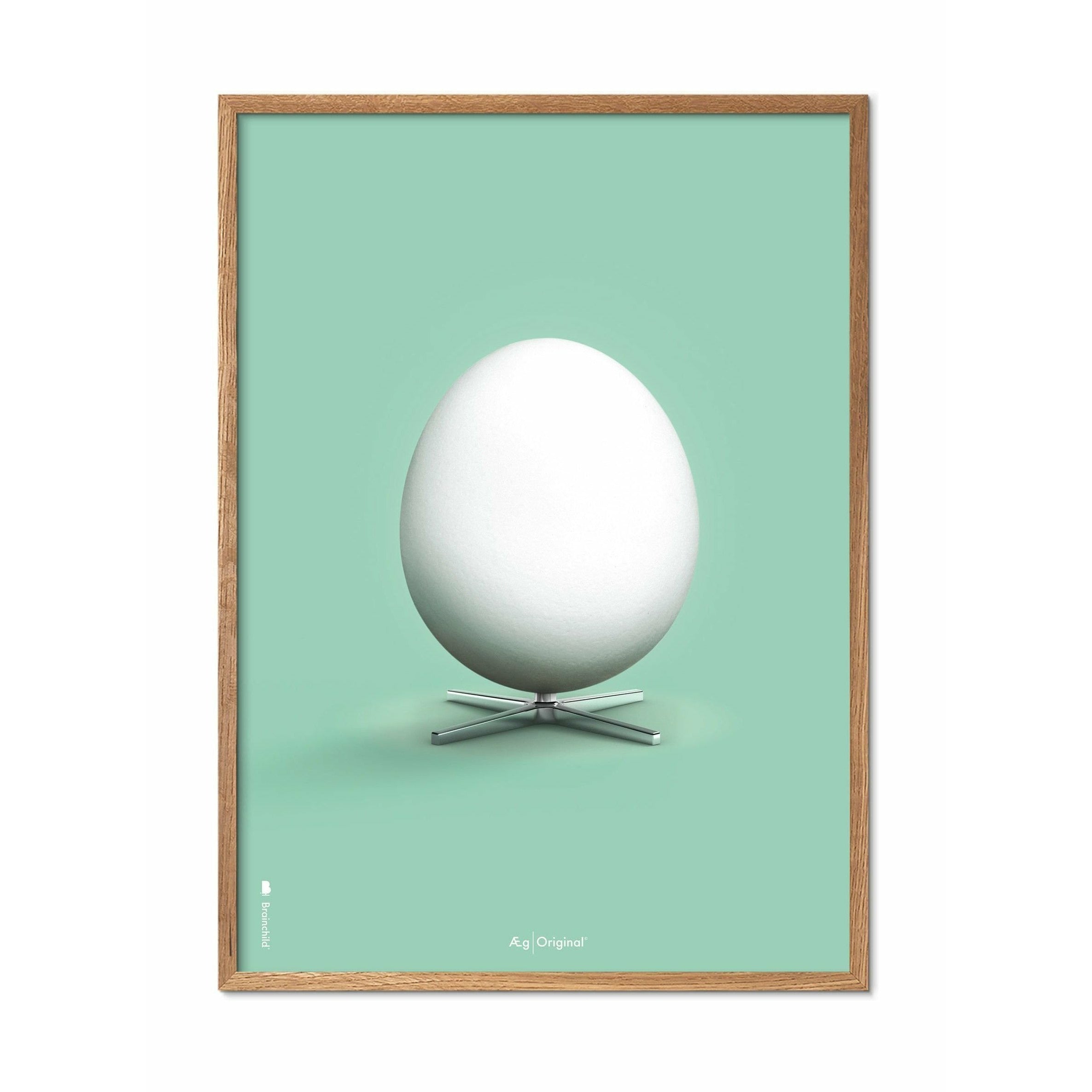 Klasický plakát s vajíčkem mozků, rám vyrobený z lehkého dřeva 50x70 cm, mátové zelené pozadí