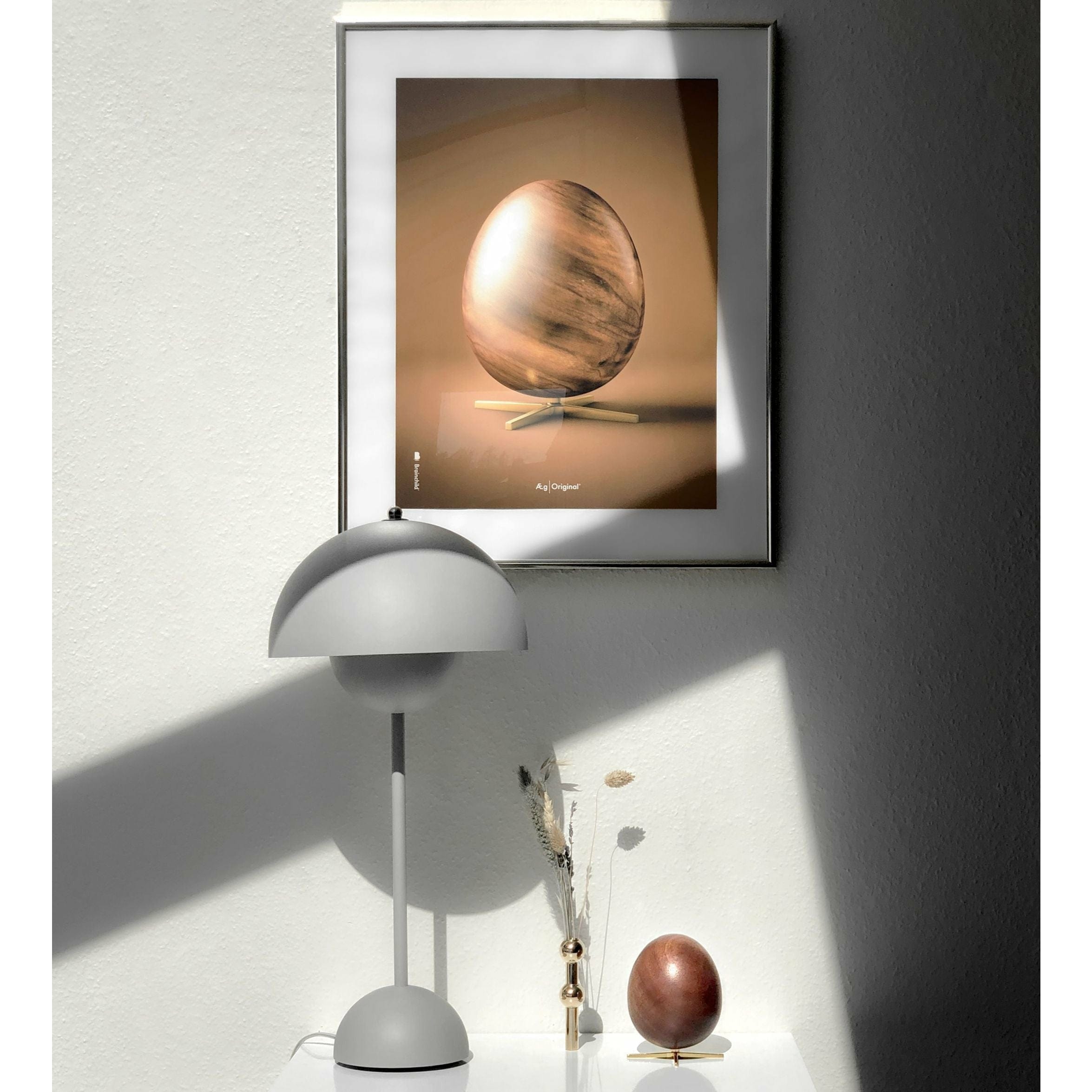 Plakát vejce v mosazi, mosazný barevný rám 70 x100 cm, hnědá