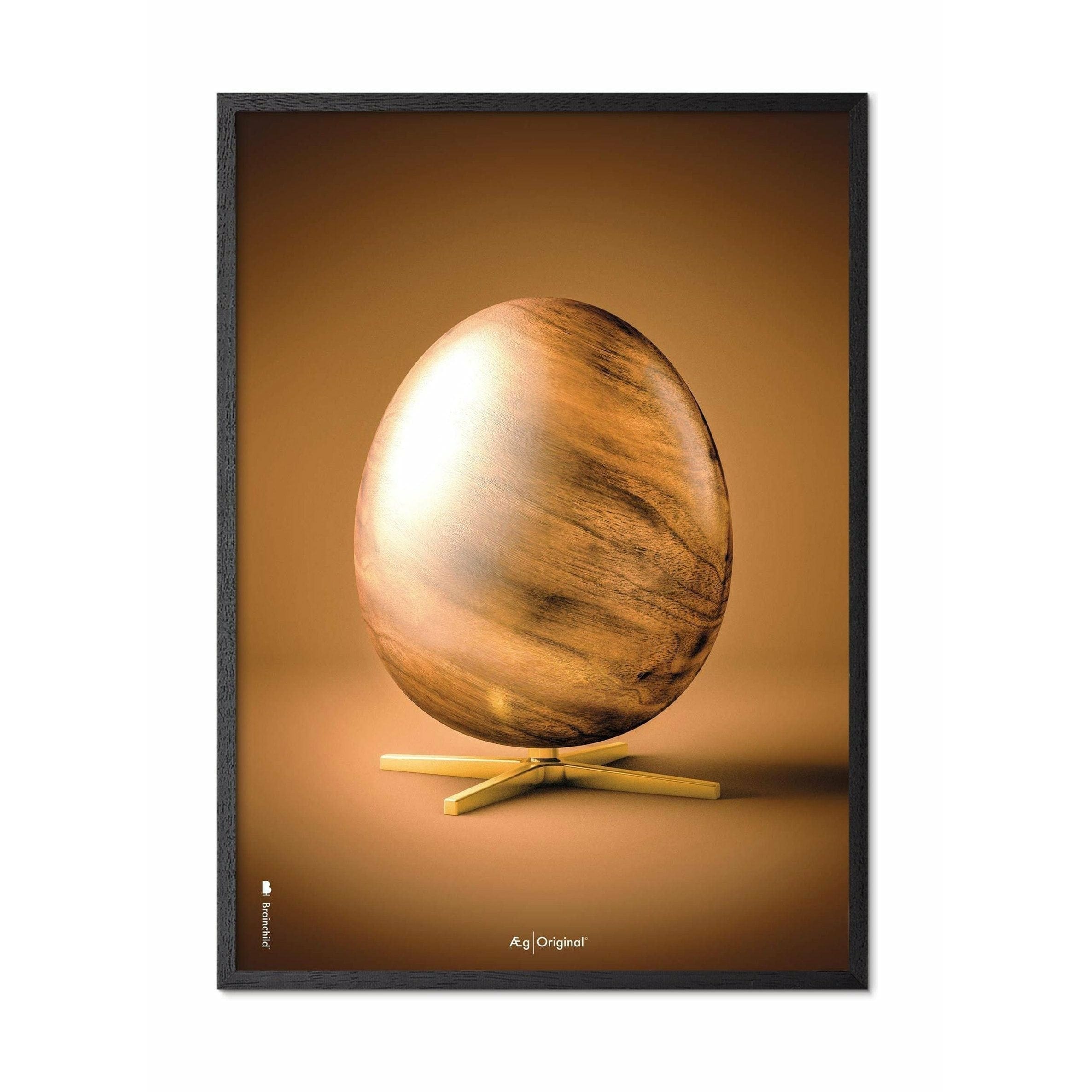Plakát vejce z vajec z mozku, rám vyrobený z černého lakovaného dřeva A5, hnědé