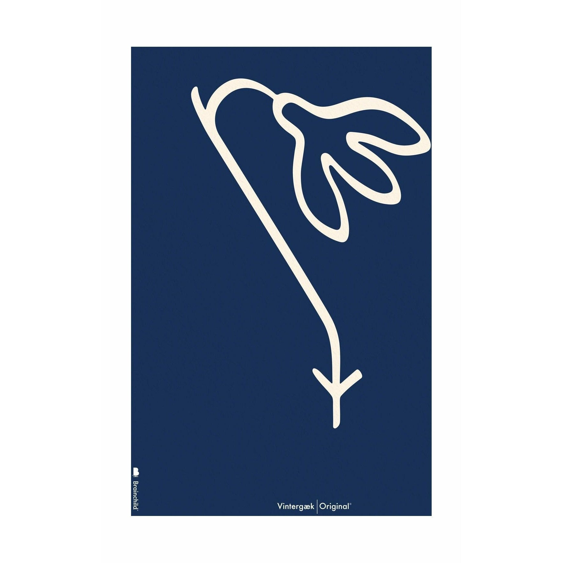 Brainchild Snowdrop Line Poster Without Frame A5, Blue Background