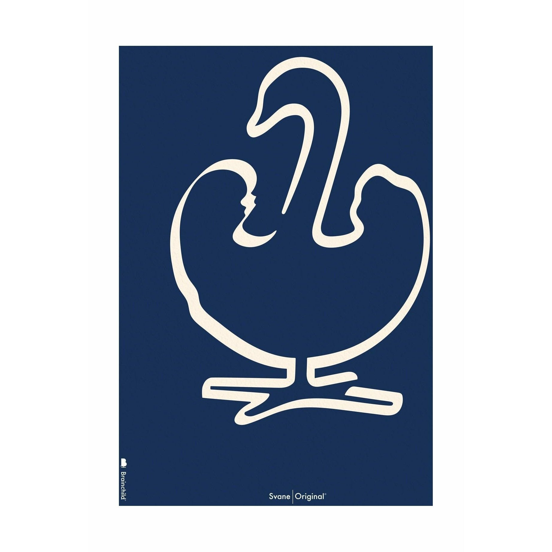 Plakát labutí labutí mozkového dítěte bez rámu 50 x70 cm, modré pozadí