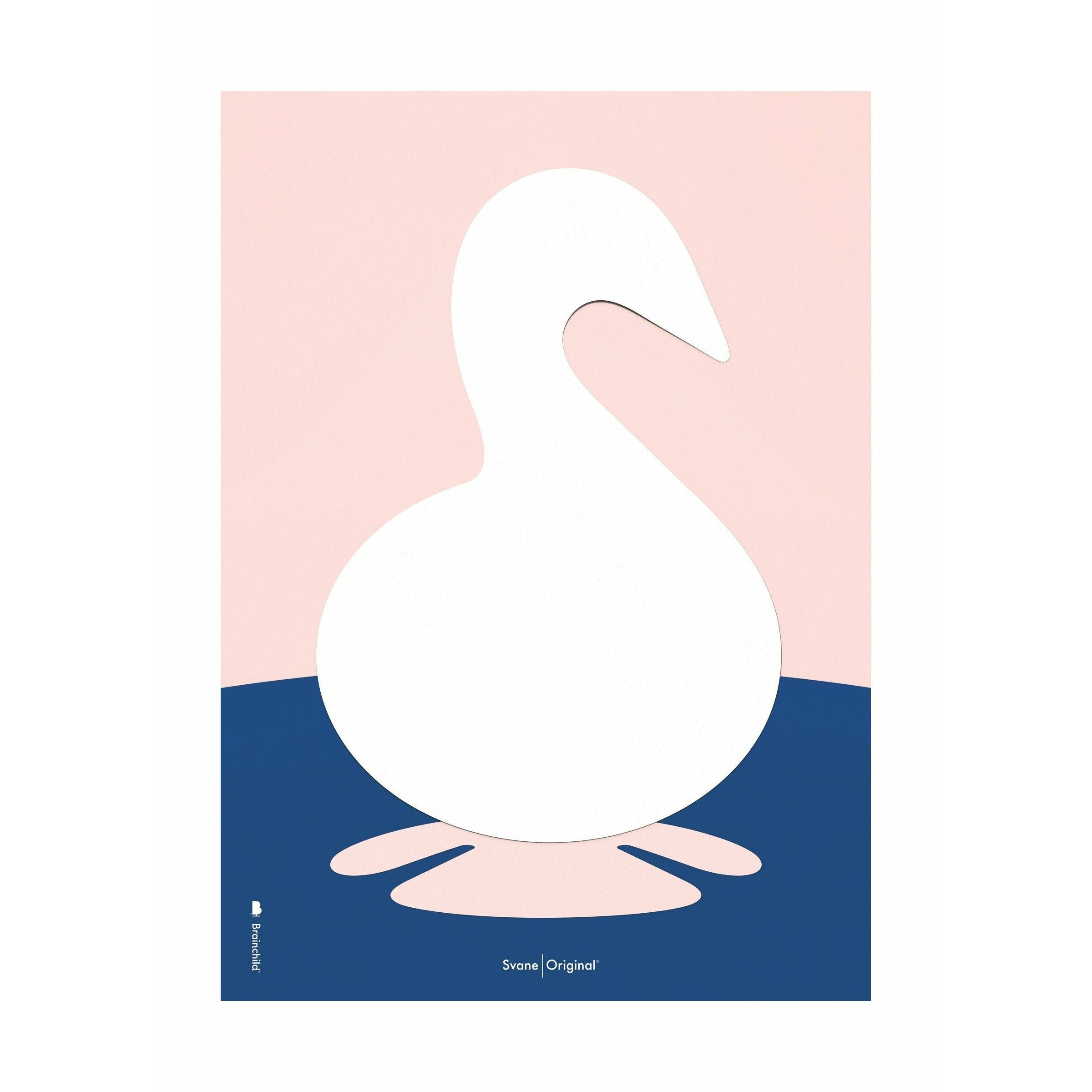 Plakát s labuťovou sponou s labuťovým papírem bez rámu A5, růžové pozadí