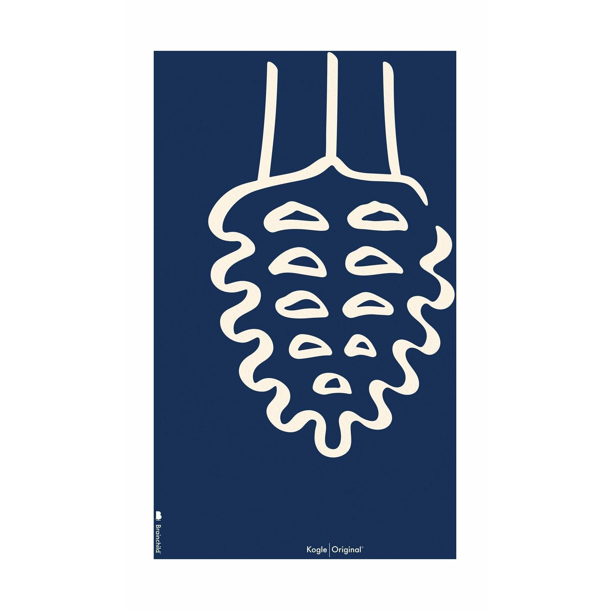Plakát na linii borovicového kužele Brainchild bez rámu 30x40 cm, modré pozadí