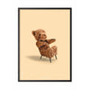 Brainchild Teddy Bear Classic Poster, Frame In Black Lacquered Wood 70x100 Cm, Sand Colored Background