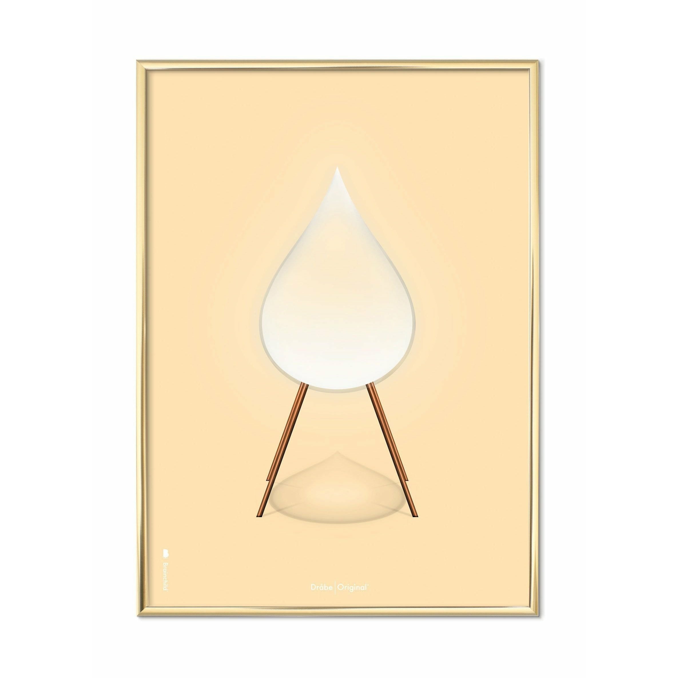 Brainchild Drop Classic Poster, Brass Colored Frame A5, Sand Colored Background