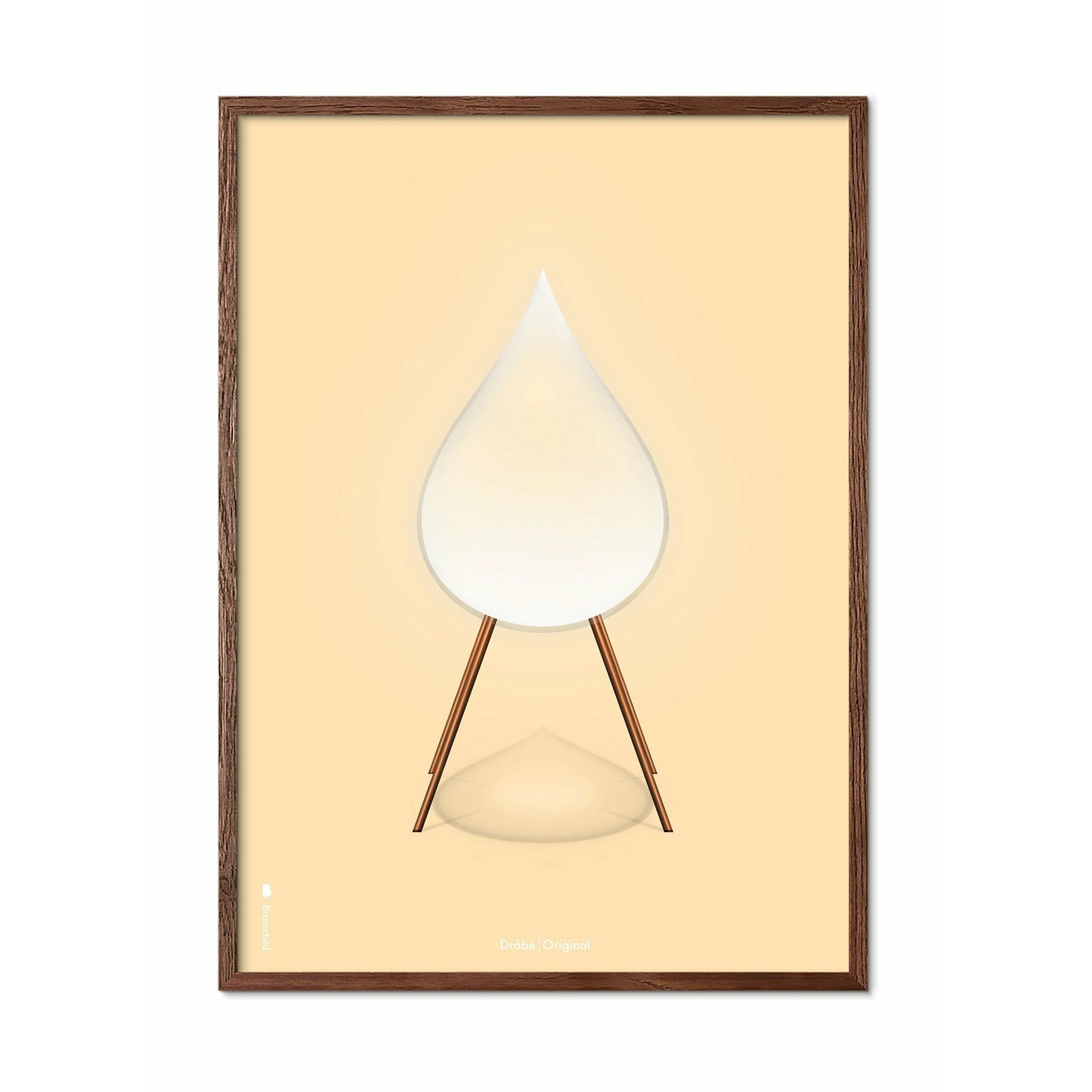 Brainchild Drop Classic Poster, Frame Made Of Dark Wood 30x40 Cm, Sand Colored Background
