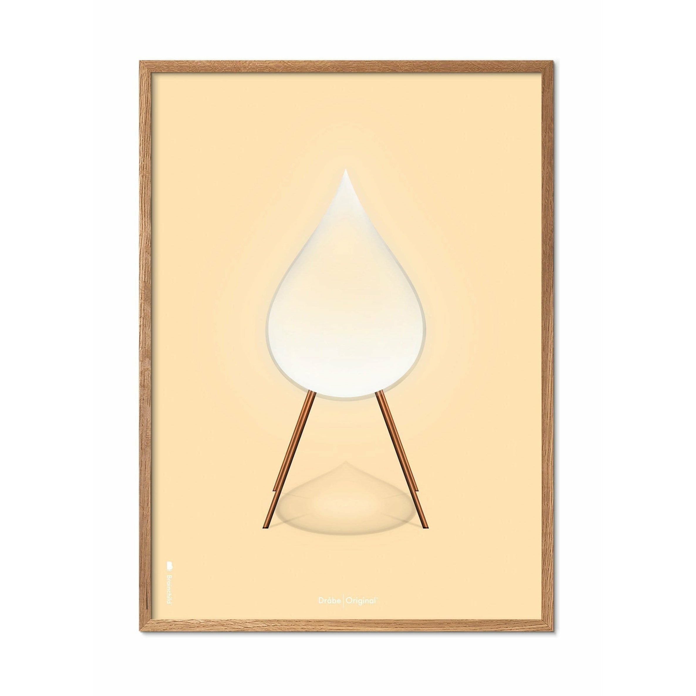 Brainchild Drop Classic Poster, Frame Made Of Light Wood 70x100 Cm, Sand Colored Background