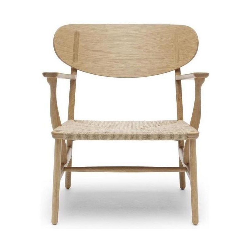 Lounge židle Carl Hansen CH22, naolejovaný dub/přírodní šňůra