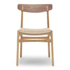 Židle Carl Hansen CH23, Ourovaný rám ořechu/přírodního kabelu/dubového křesla