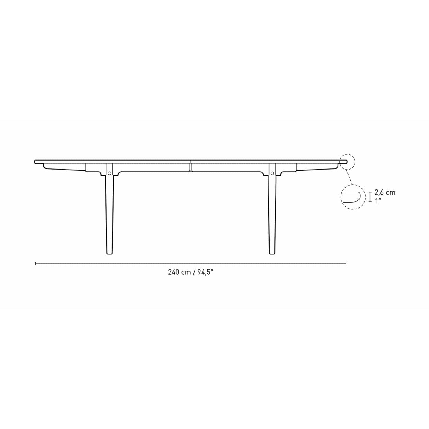 Jídelní stůl Carl Hansen CH339 navržený pro 2 talíře, dubový kouřový barevný olej