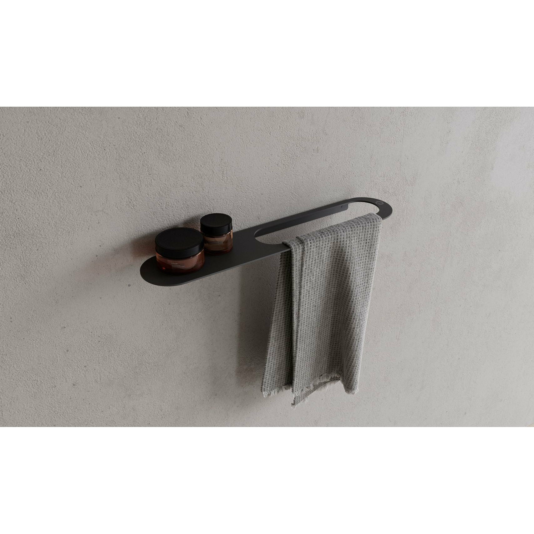 Kodaň Bath CB 100 držák ručníku s policí, černá rohož