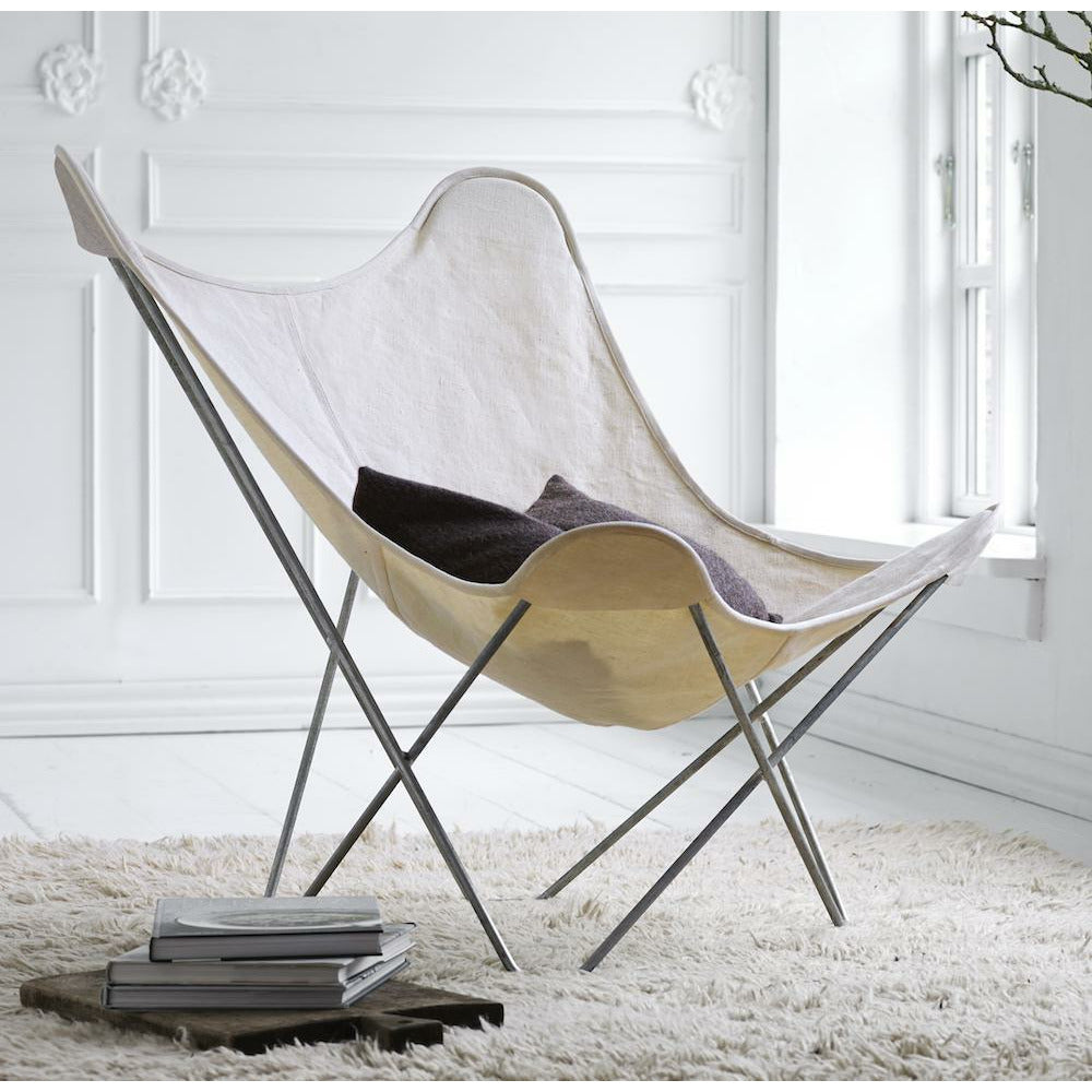 Cuero bavlněné plátno mariposa židle, bílá s chromovým rámem