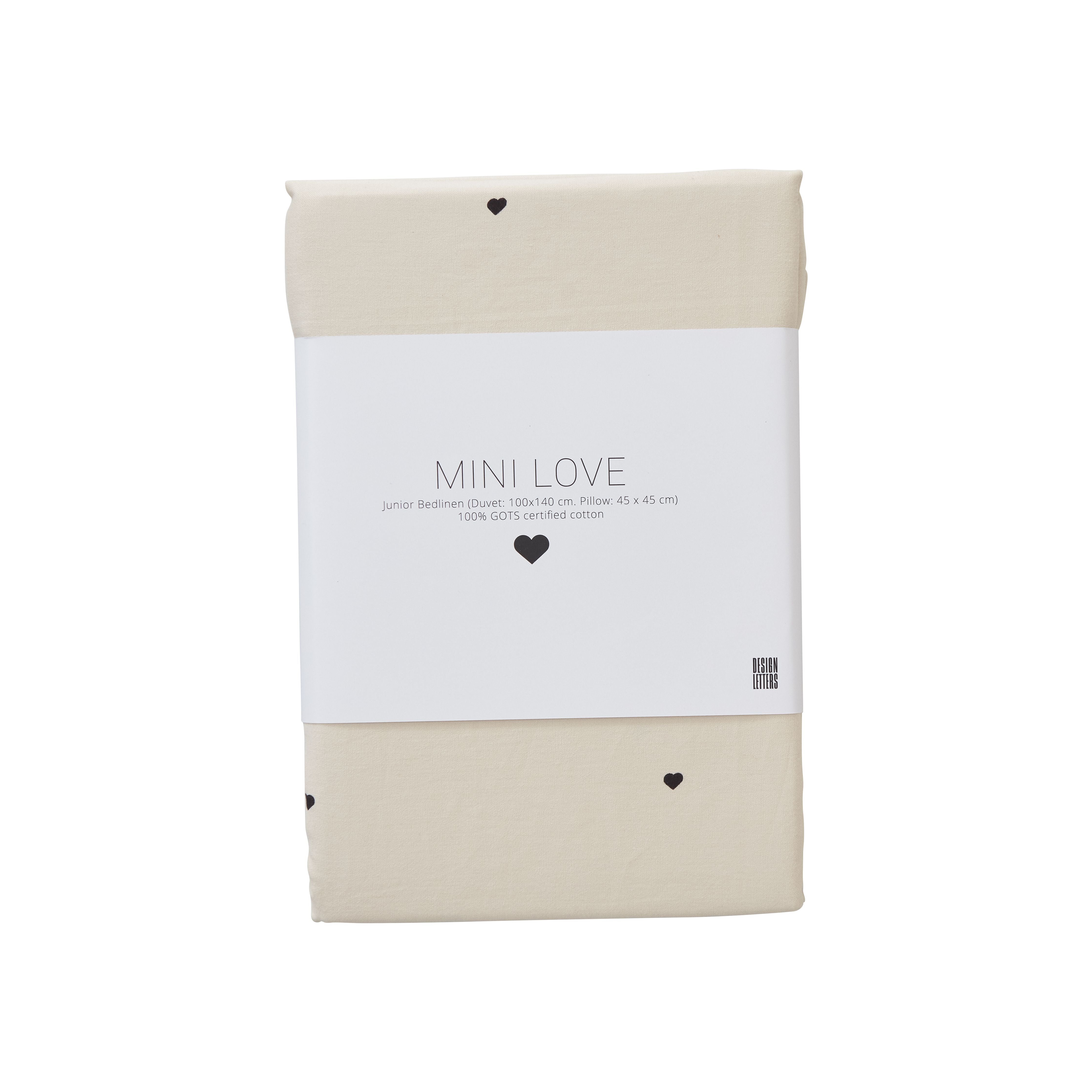 Design Letters Mini Love Junior Pillowcases And Duvet Covers 100x140 Cm, Beige