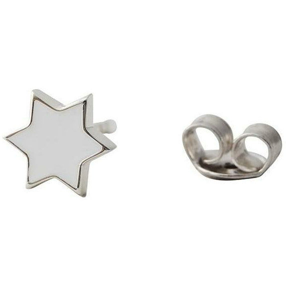 Design Letters Earring's Enamel Star, bílá/stříbrná