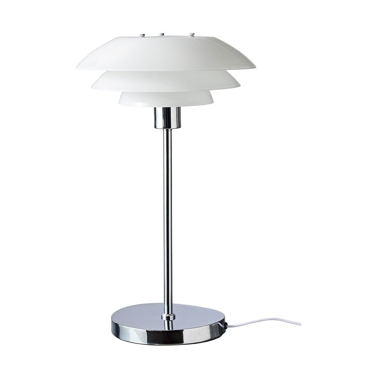 Dyberg Larsen DL31 stolní lampa W. Chrome Base, opálové sklo