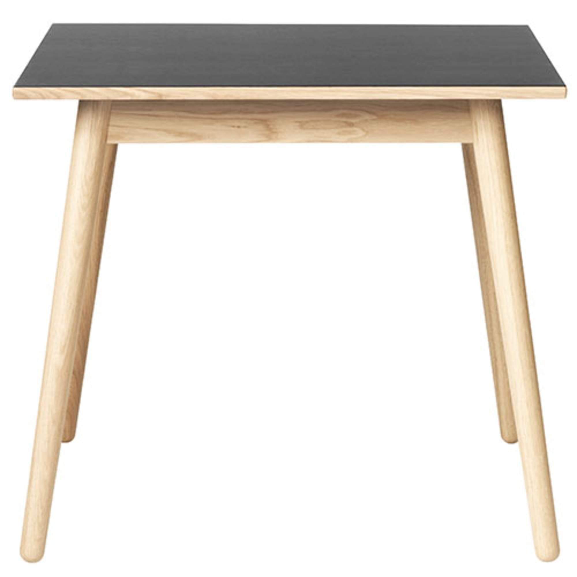FDB Møbler C35 Jídelní stůl dub, černý linoleum stůl, 82x82cm
