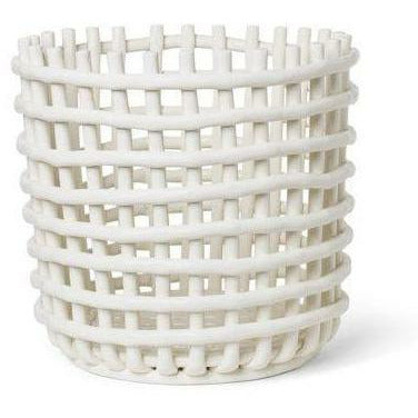 Ferm Living Keramic Basket XL, z bílé