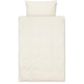 Ferm Living Dot Emboidery Bed Linen z bílé, zlato