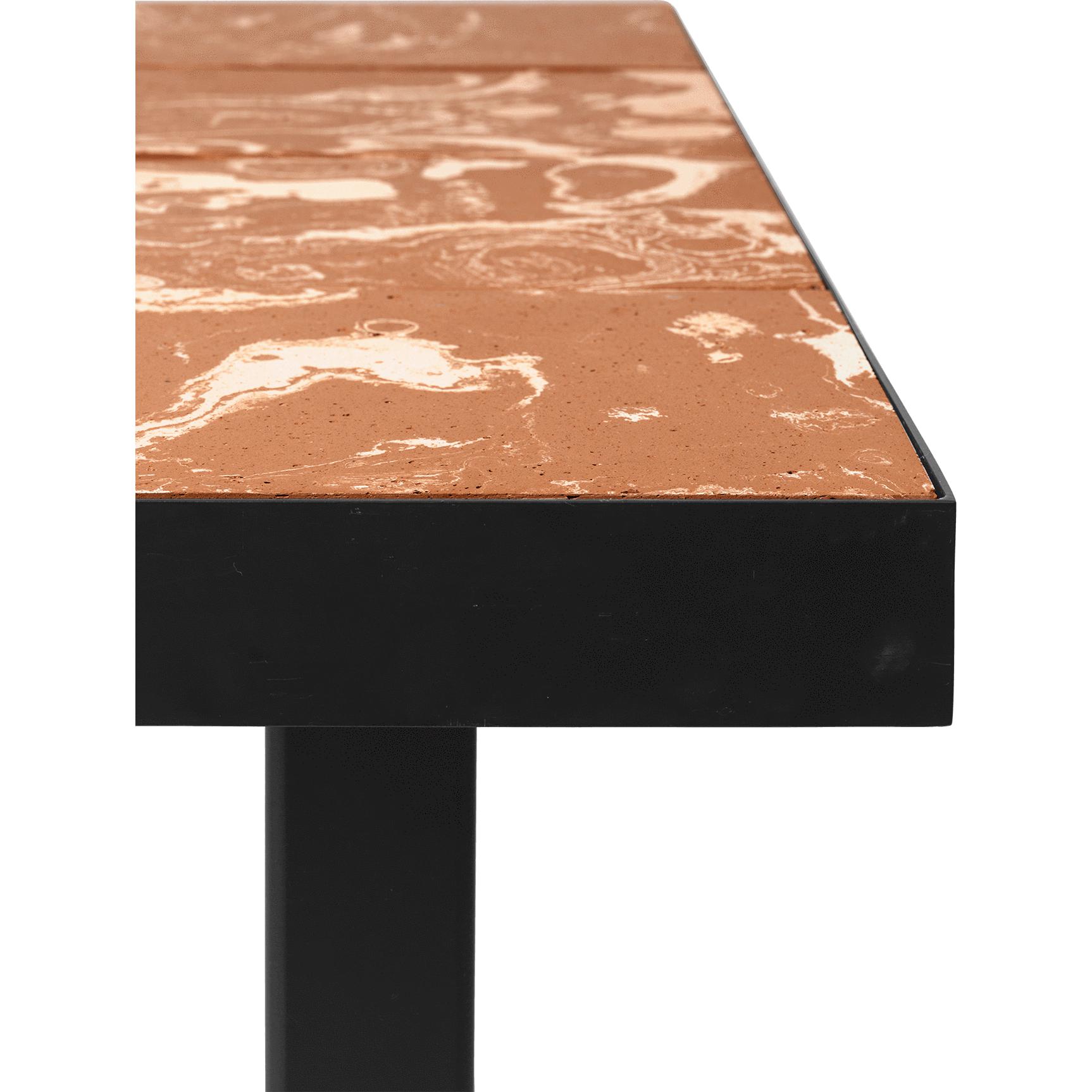 Konferenční stolek s obkladovým flodem, terakota/černá