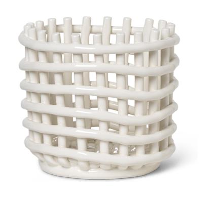 Ferm Living Keramic Basket Malý z bílé