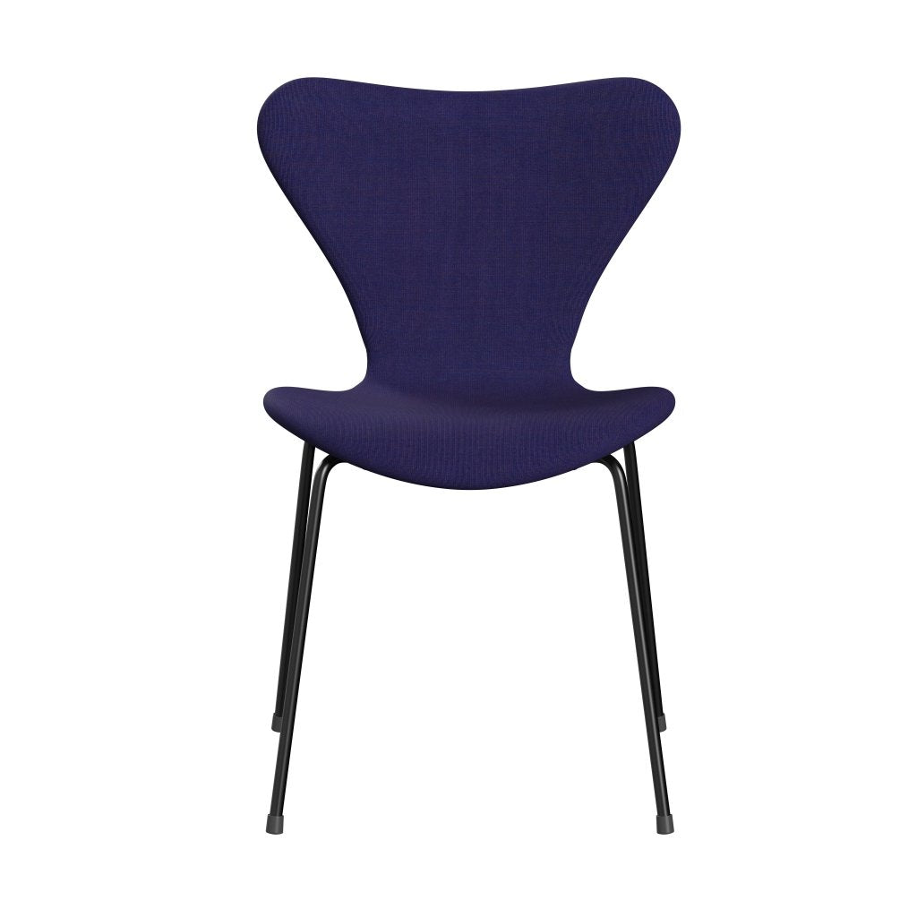 Fritz Hansen 3107 židle plné čalounění, černá/plátno eklektická modrá