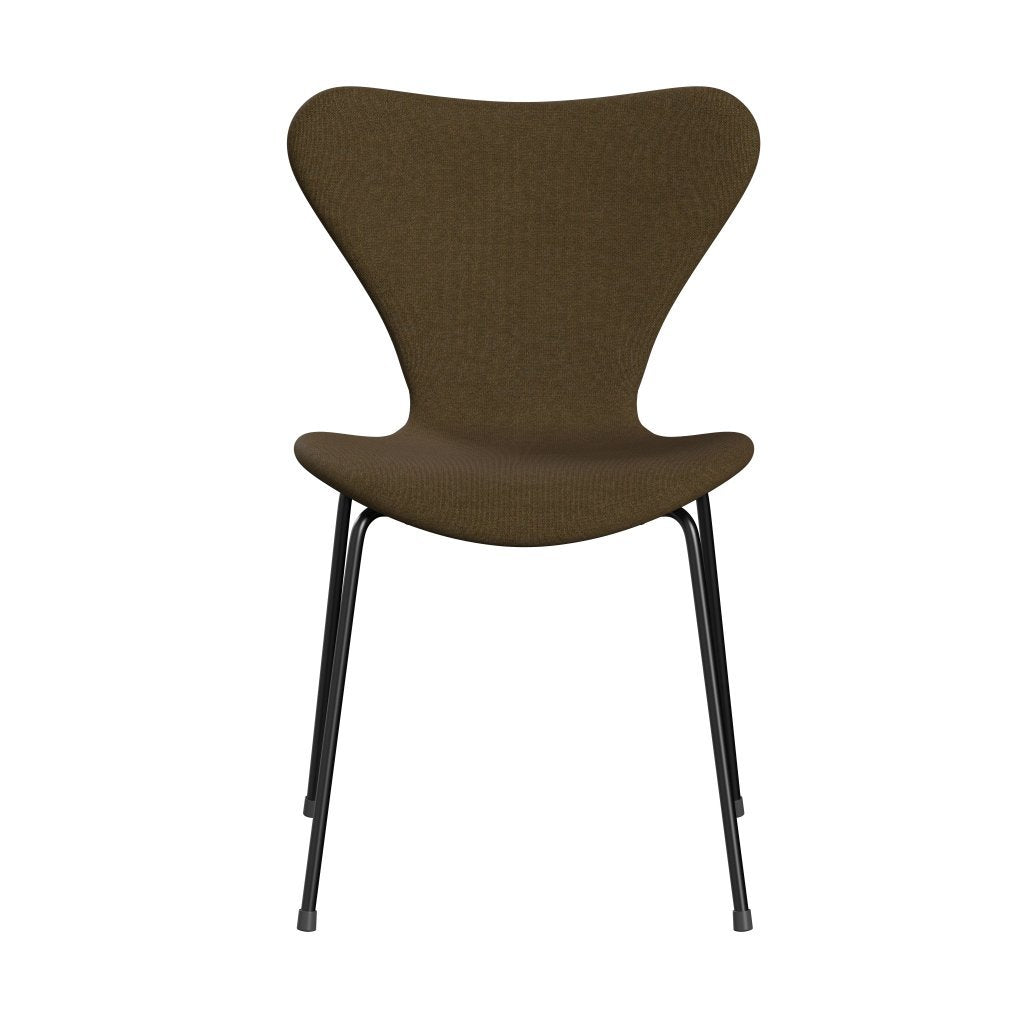 Fritz Hansen 3107 židle plné čalounění, černé/plátno podzimní béžové