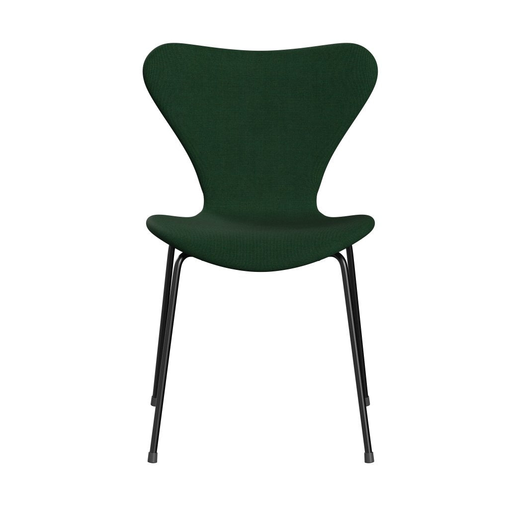 Fritz Hansen 3107 židle plné čalounění, černá/plátno tráva zelená