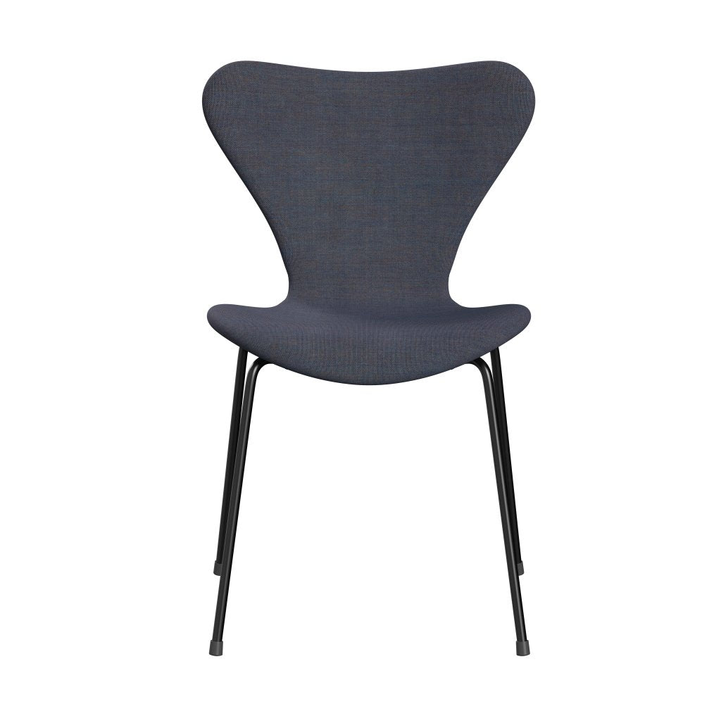 Fritz Hansen 3107 Židle plné čalounění, černá/plátnově modrá (CA0734)
