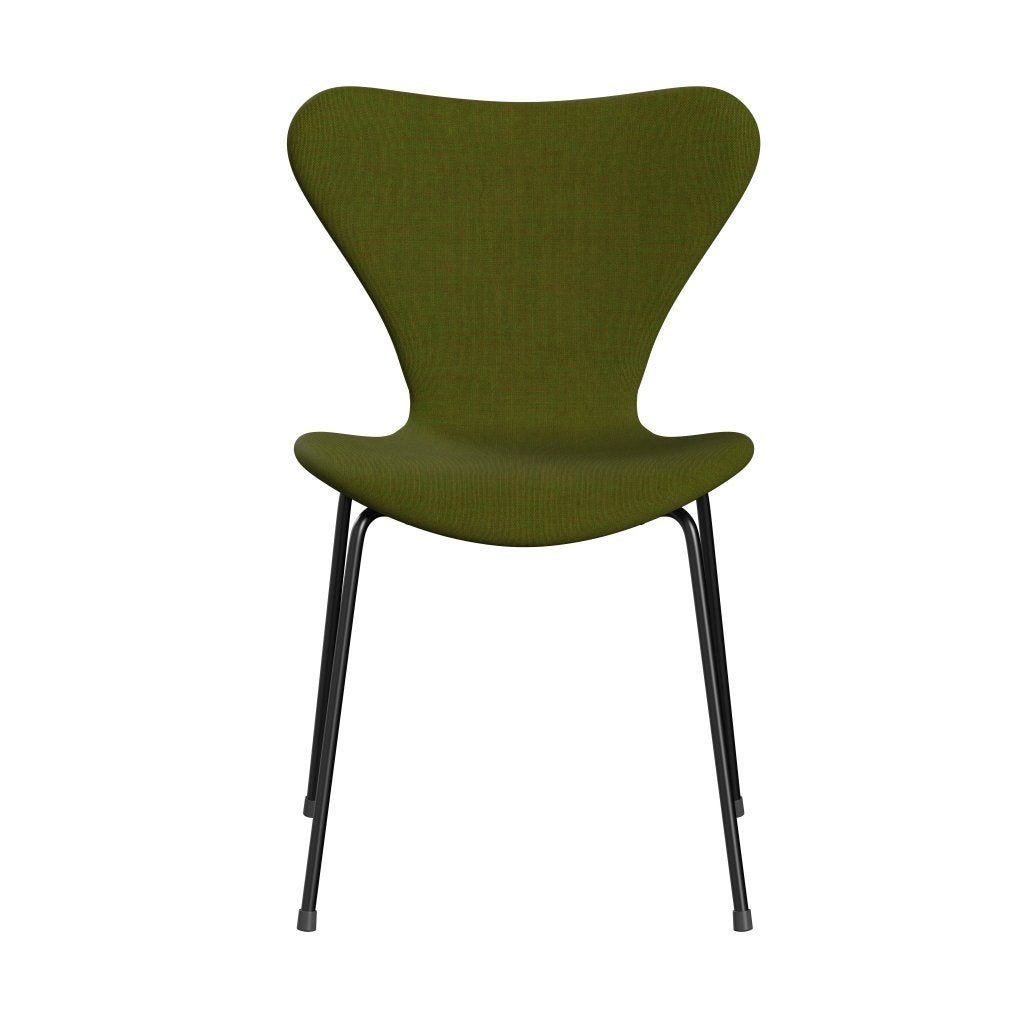 Fritz Hansen 3107 židle plné čalounění, černá/plátno lehká tráva zelená