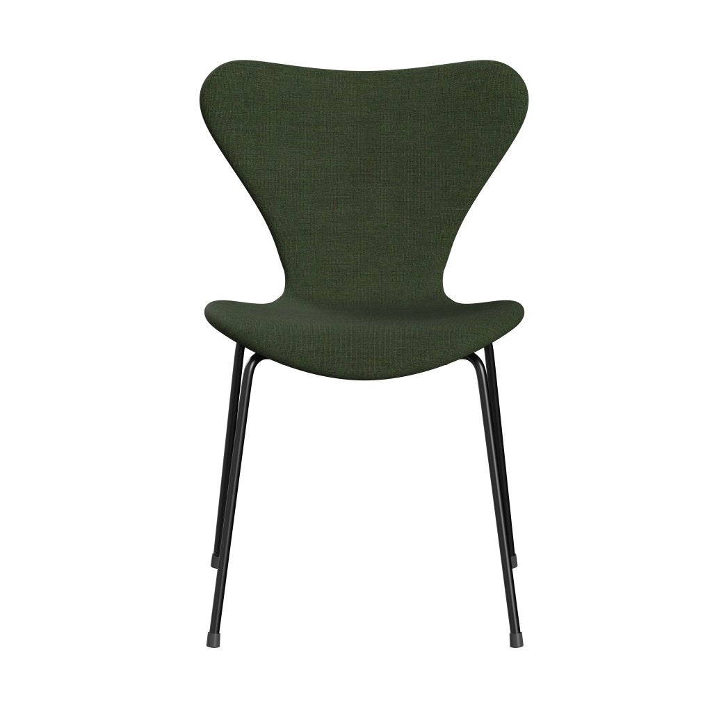 Fritz Hansen 3107 židle plné čalounění, černá/plátno světle zelená/modrá