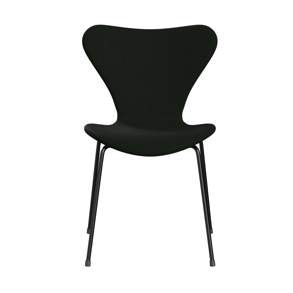 Fritz Hansen 3107 židle plné čalounění, černá/plátno tmavě zelená