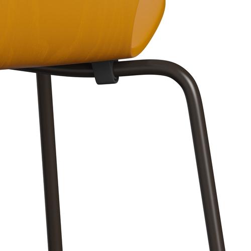 Fritz Hansen 3107 Židle Unuppolstered, hnědý bronzový/obarvený popel spálený žlutý