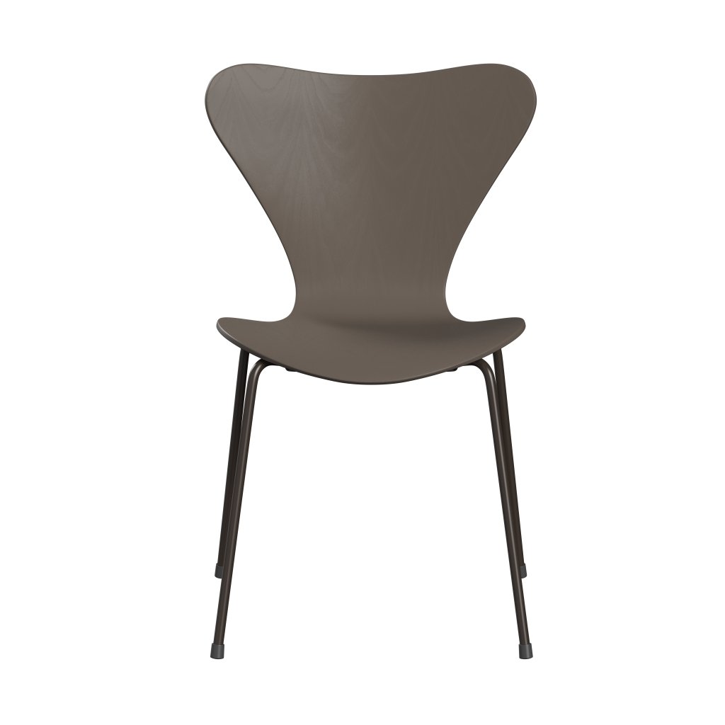 Fritz Hansen 3107 židle Unuppolstered, hnědý bronzový/barevný popel Deep Clay