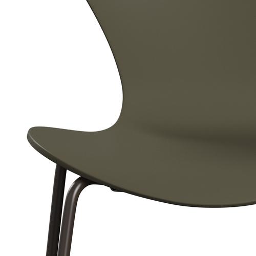 Fritz Hansen 3107 židle Unuppontered, Brown Bronz/Lacquered Olive Green