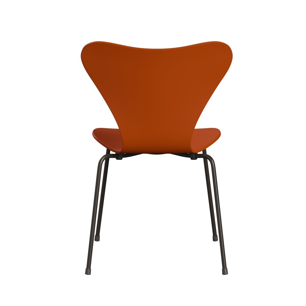 Fritz Hansen 3107 Židle Unuppolstered, Brown Bronz/Lacquered Paradise Orange