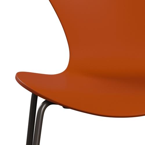 Fritz Hansen 3107 Židle Unuppolstered, Brown Bronz/Lacquered Paradise Orange