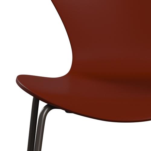 Fritz Hansen 3107 Židle Unuppolstered, Brown Bronz/Lacquered Benátská červená
