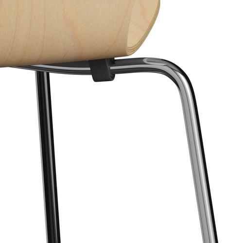 Židle Fritz Hansen 3107 Unuppondered, Chrome/Maple dýha přirozená