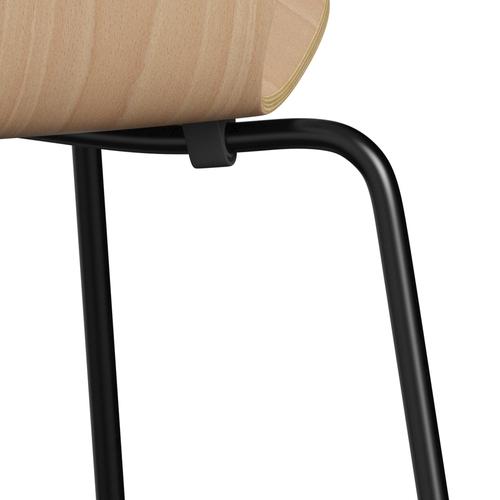 Fritz Hansen 3107 židle Unuppolstered, černá/buková dýha přirozená