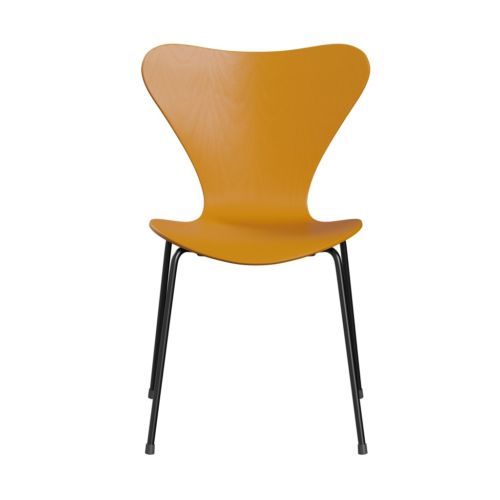 Fritz Hansen 3107 Židle Unuppolstered, černá/obarvená popel spálená žlutá