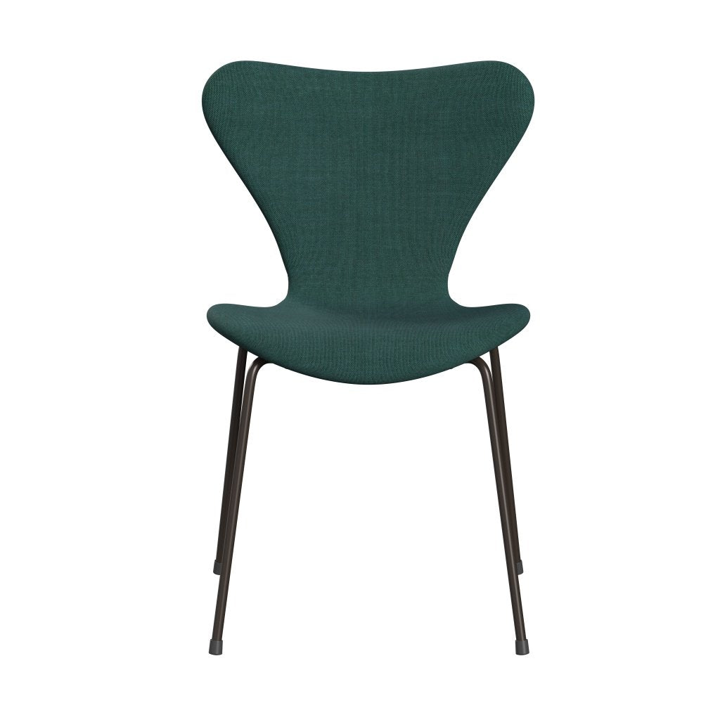 Fritz Hansen 3107 židle plné čalounění, hnědý bronz/plátno Emerald Green