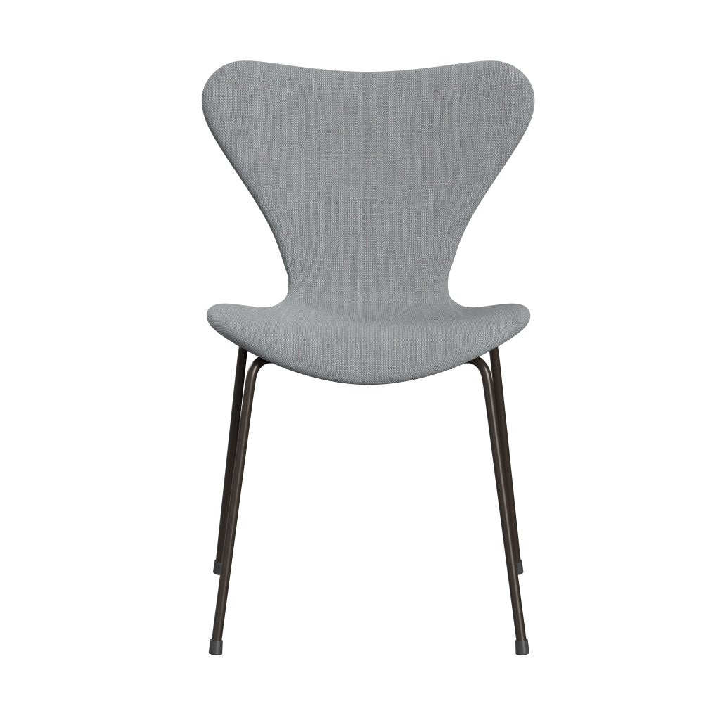 Fritz Hansen 3107 Chair Full Upholstery, Brown Bronze/Sunniva 2 Light Grey/Light Blue