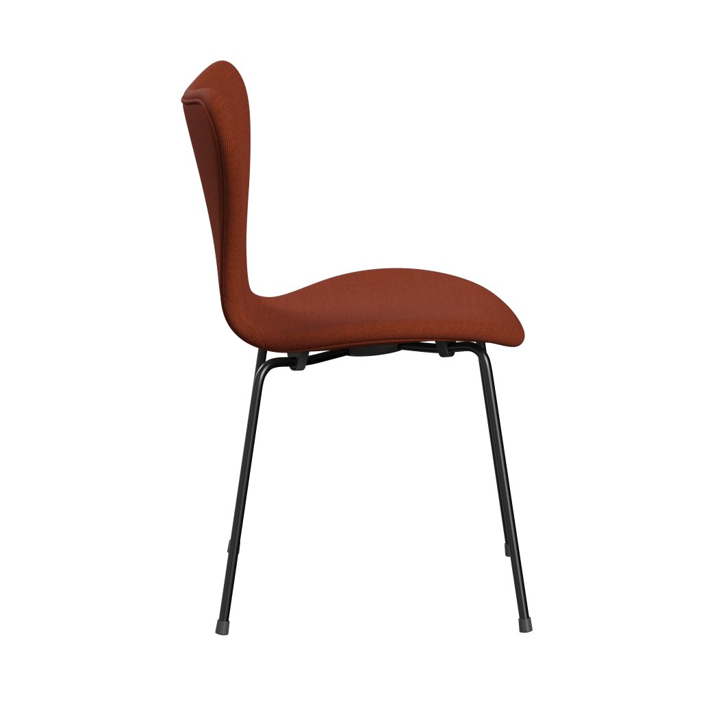 Fritz Hansen 3107 židle plné čalounění, černá/plátno hnědé růžové