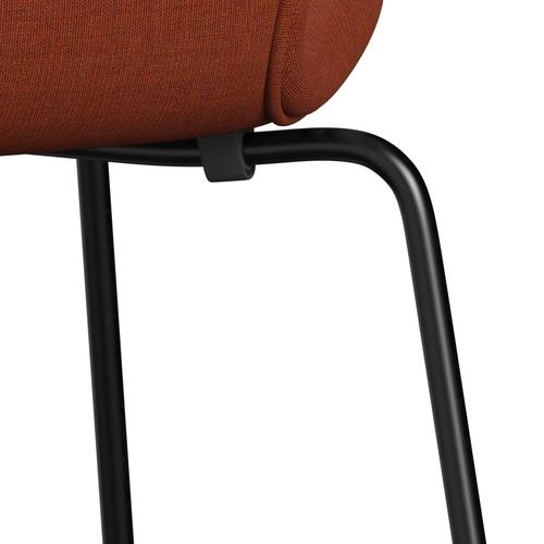 Fritz Hansen 3107 židle plné čalounění, černá/plátno hnědé růžové