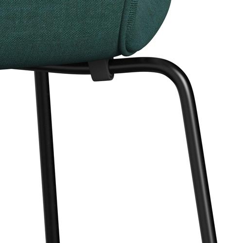 Fritz Hansen 3107 Chair Full Upholstery, Black/Canvas Emerald Green
