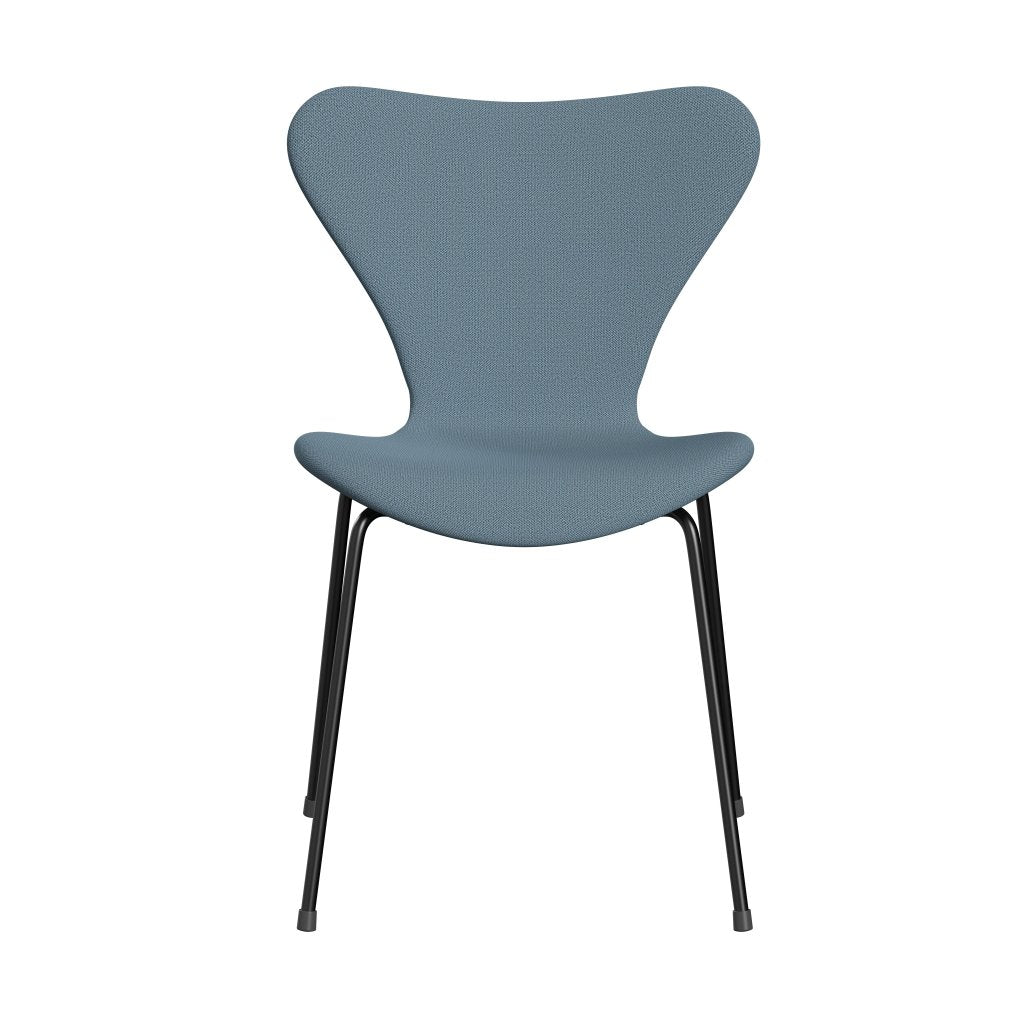 Fritz Hansen 3107 židle plné čalounění, černá/zachycná měkká modrá