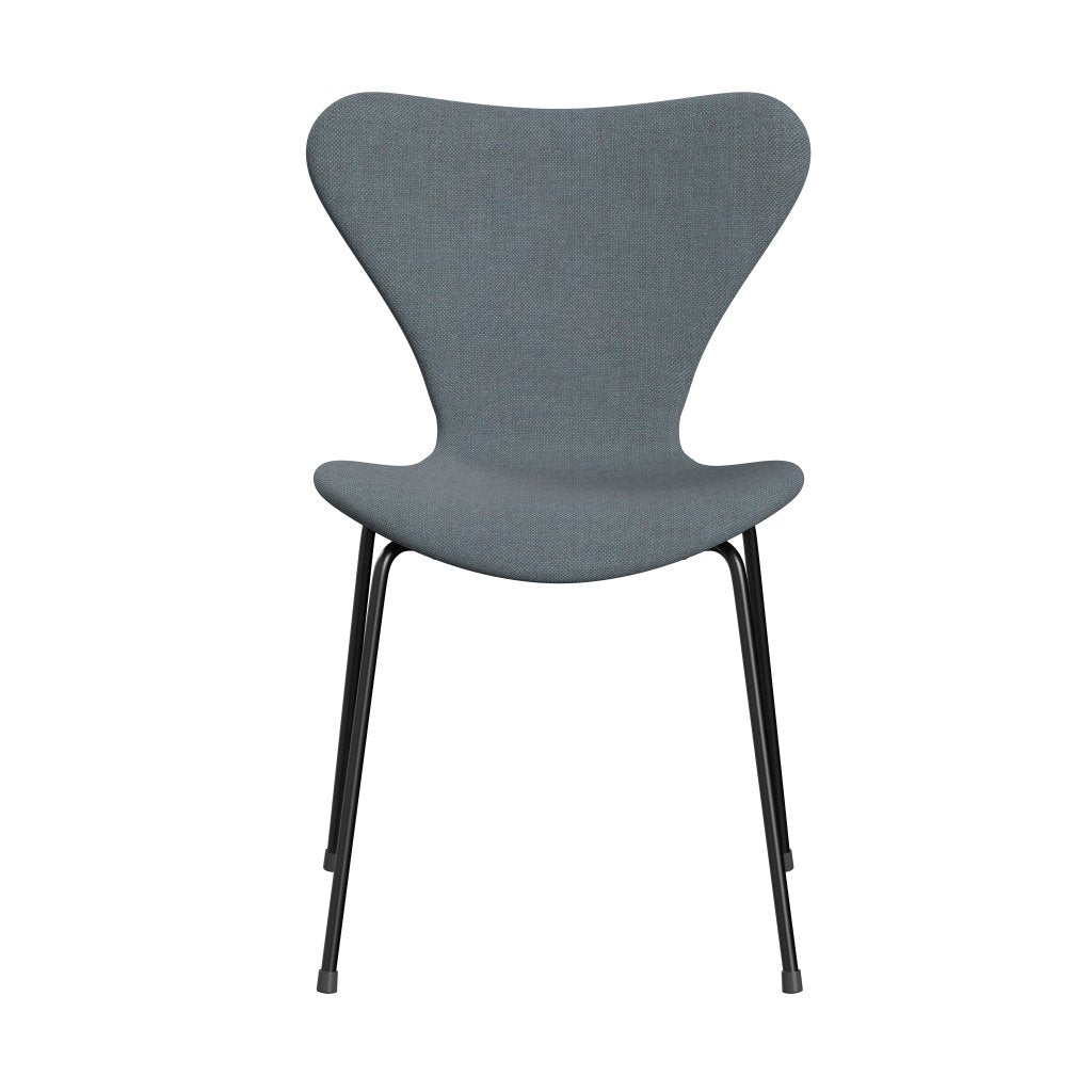 Fritz Hansen 3107 židle plné čalounění, černá/sunniva 2 měkká modrá