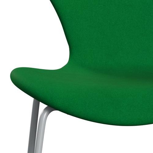 Fritz Hansen 3107 Židle plné čalounění, stříbrná šedá/divina Grass Green